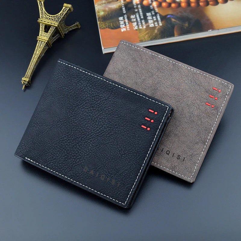Men's Short Retro Thin Frosted Wallet Male Youth Large Capacity