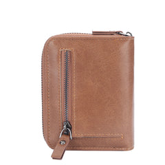 Men's Leather Short Purse Zipper Clutch Solid Porte Feuille Hommes