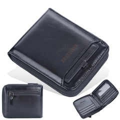 Men's Leather Short Purse Zipper Clutch Solid Porte Feuille Hommes