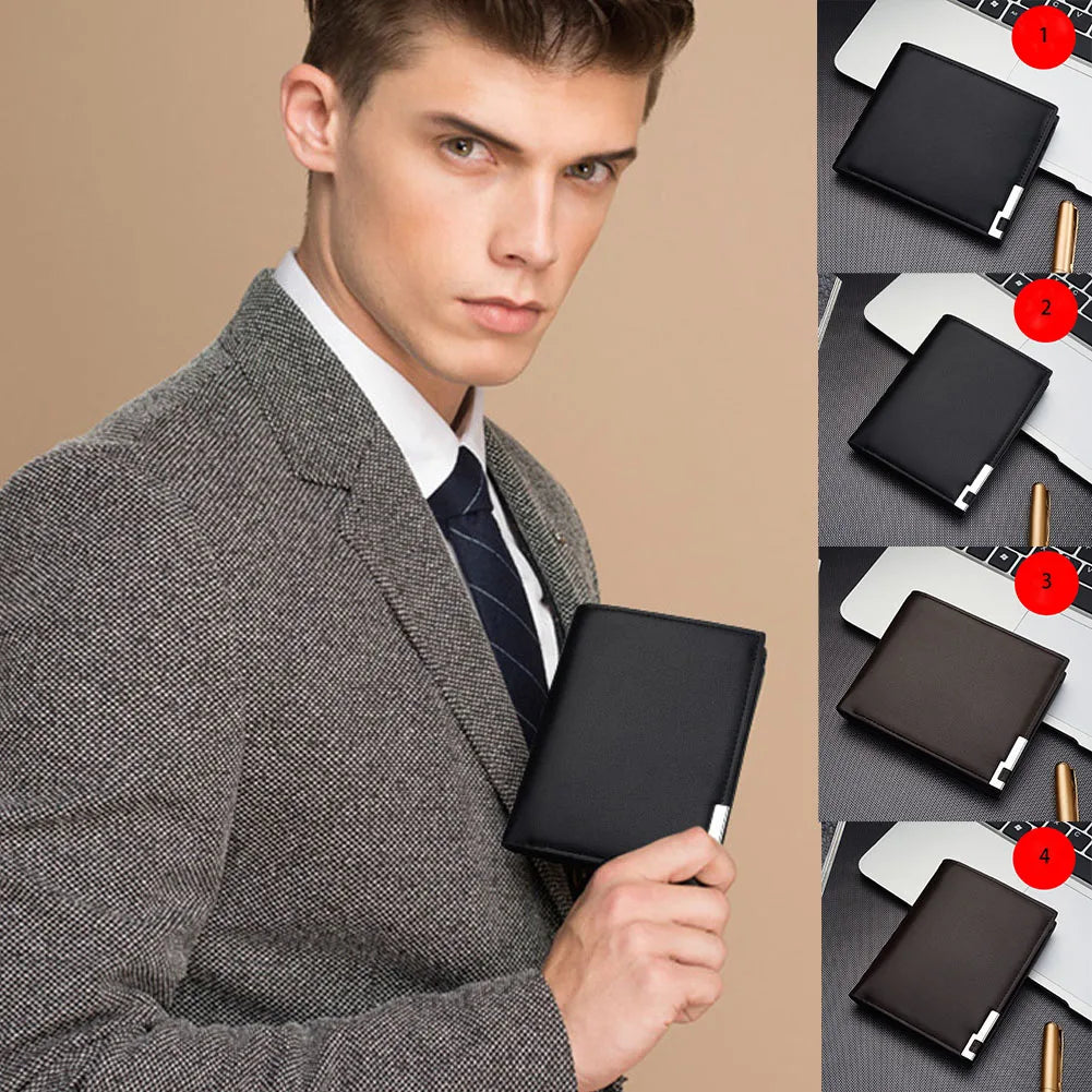 Men's Retro Leather Wallet Short Business Vertical Wallet