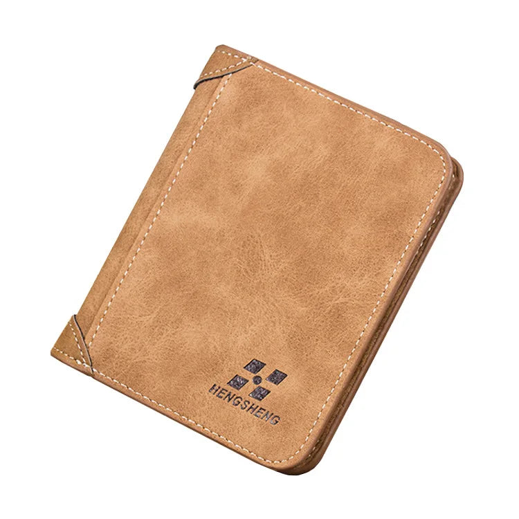 Men's Frosted Leather Vertical Wallet