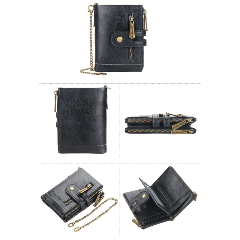 Men's Short Leather Wallet 3-Fold Retro Multi-Card Europe & America