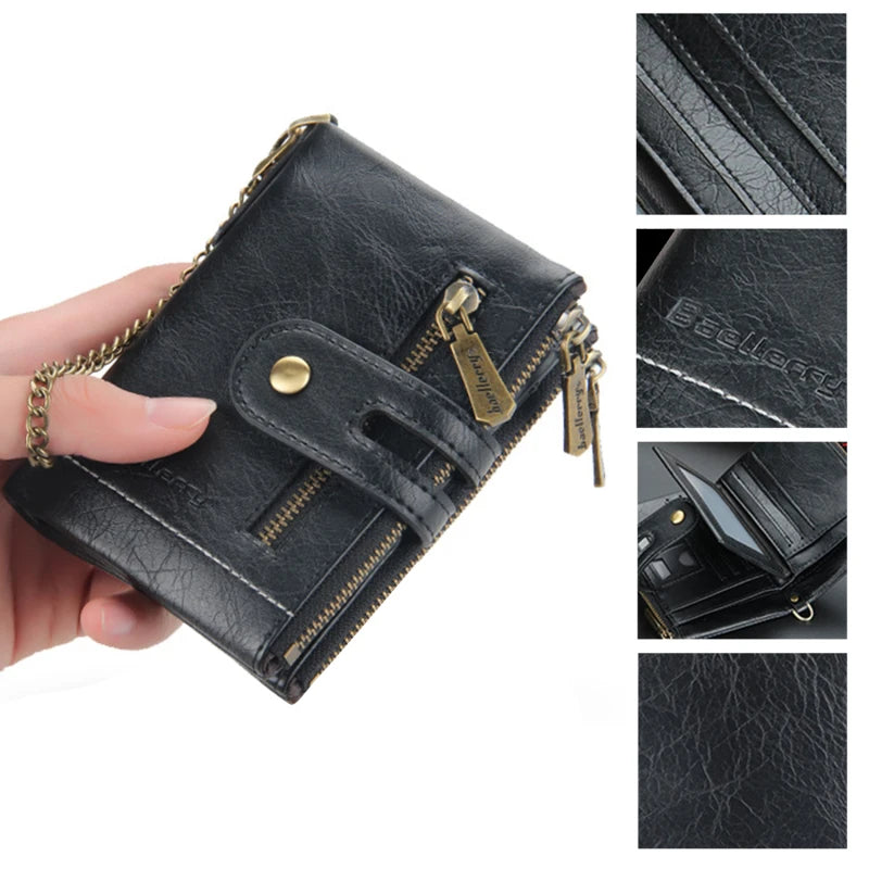 Men's Short Leather Wallet 3-Fold Retro Multi-Card Europe & America