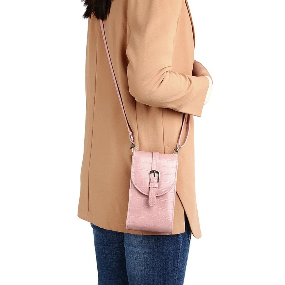 Crocodile Pattern Shoulder Bag Belt Buckle Small Square Bag for Women