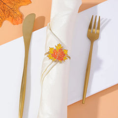 Metal Maple Leaf Pumpkin Turkey Napkin Rings Autumn Thanksgiving Decor