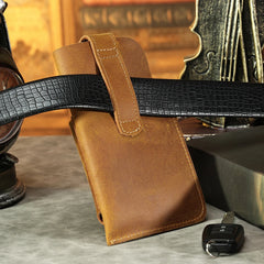 Crazy Horse Leather Man Bag Outdoor Sports Belt Waist Bag