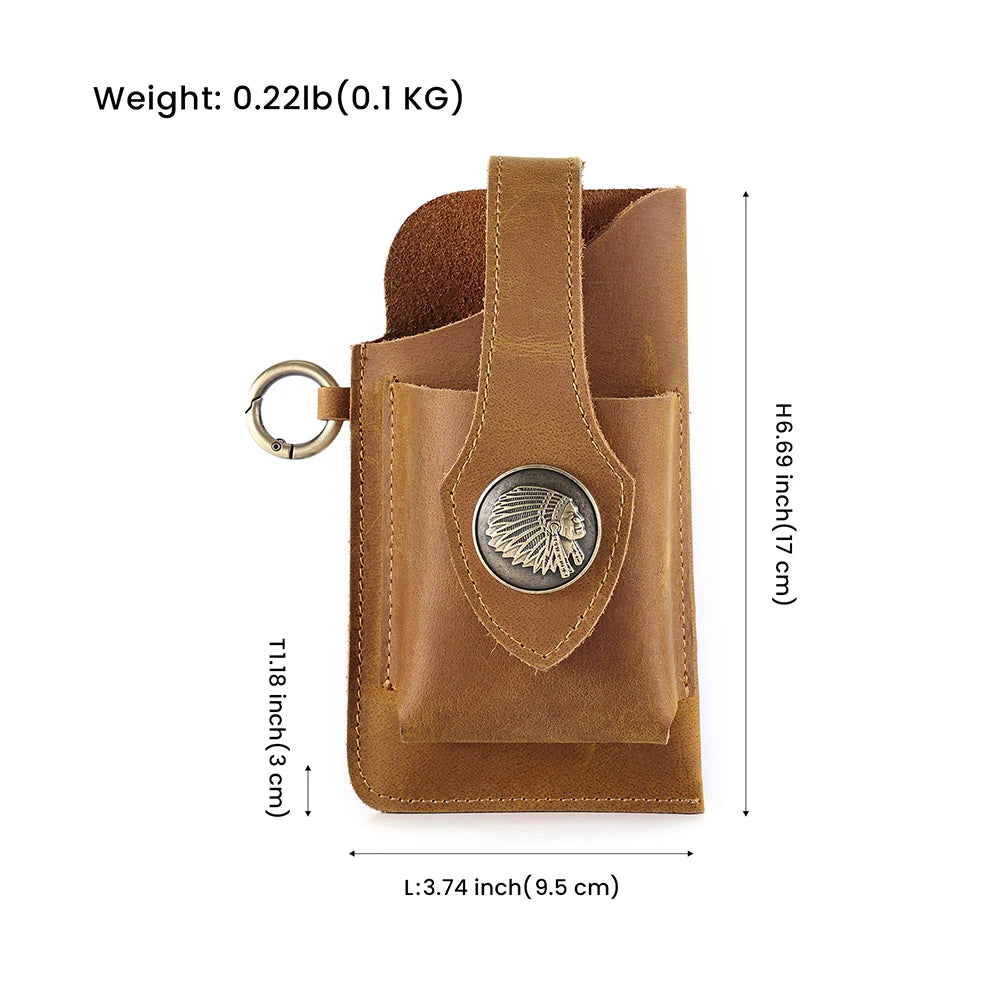 Crazy Horse Leather Man Bag Outdoor Sports Belt Waist Bag