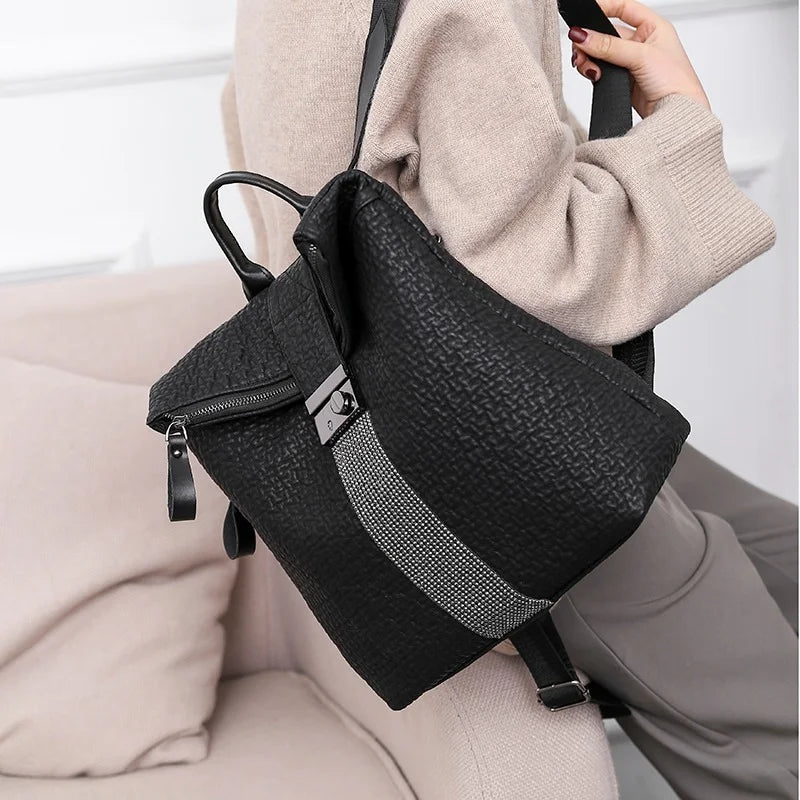 High Capacity Leather Backpack for Girls Travel Bagpack