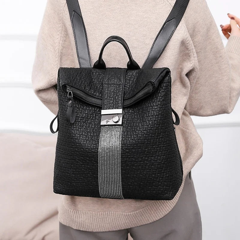 High Capacity Leather Backpack for Girls Travel Bagpack