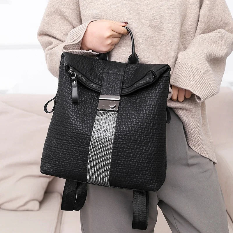 High Capacity Leather Backpack for Girls Travel Bagpack