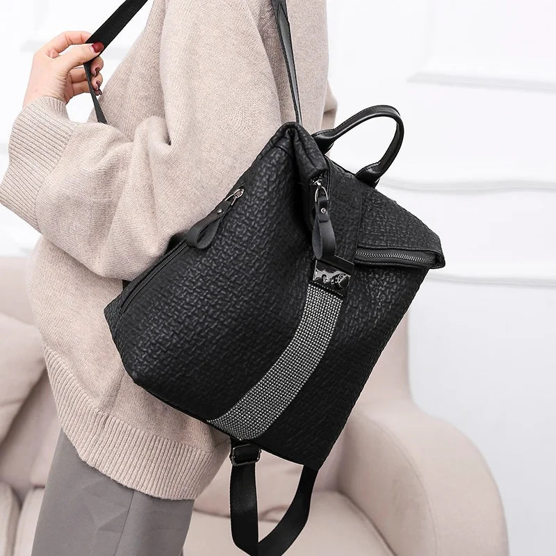 High Capacity Leather Backpack for Girls Travel Bagpack