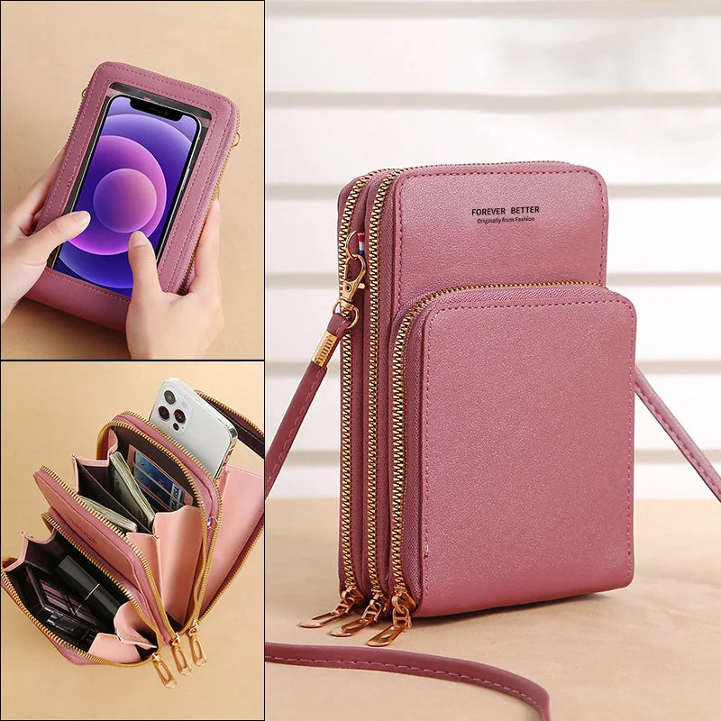 Functional Women Bag Touch Screen Wallet Casual Messenger Bag
