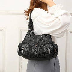 Soft Sheepskin Shoulder Bag for Women Large Capacity Tote Handbag