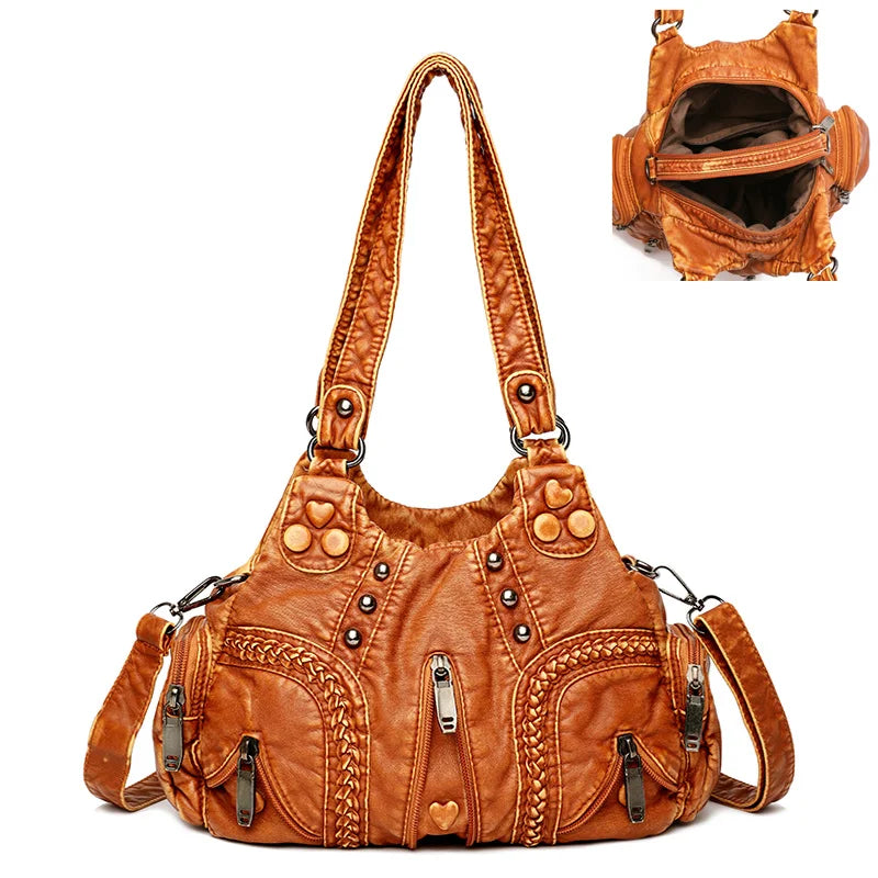 Soft Sheepskin Shoulder Bag for Women Large Capacity Tote Handbag