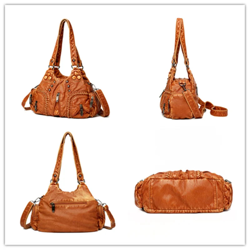 Soft Sheepskin Shoulder Bag for Women Large Capacity Tote Handbag