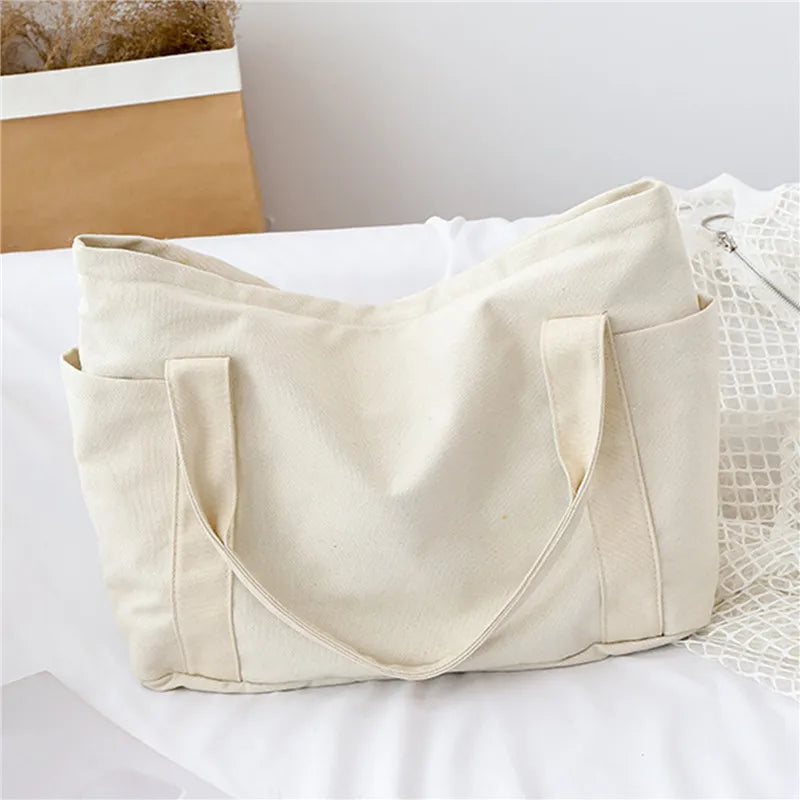 Multi-pockets Zipper Handbag for School Teacher Leisure Top-handle Bag