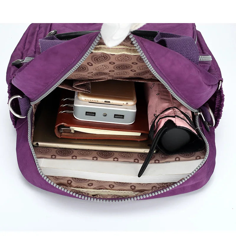 Waterproof Nylon Women Handbag & Backpack Laptop School Bags