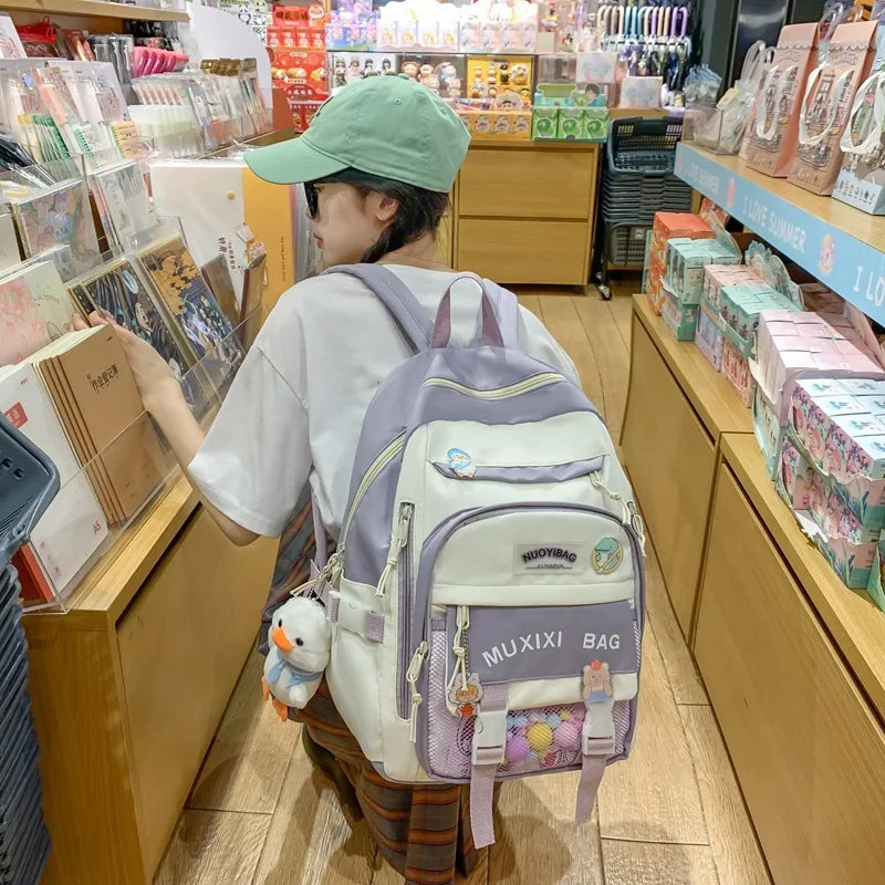 Nylon Waterproof Women School Backpacks for Teenage Girls Large Capacity