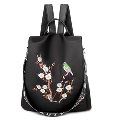 Oxford Anti-theft Women Backpack Embroidery School Bag Large Capacity