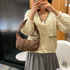 Embroidered Rhombus Shoulder Bag for Women