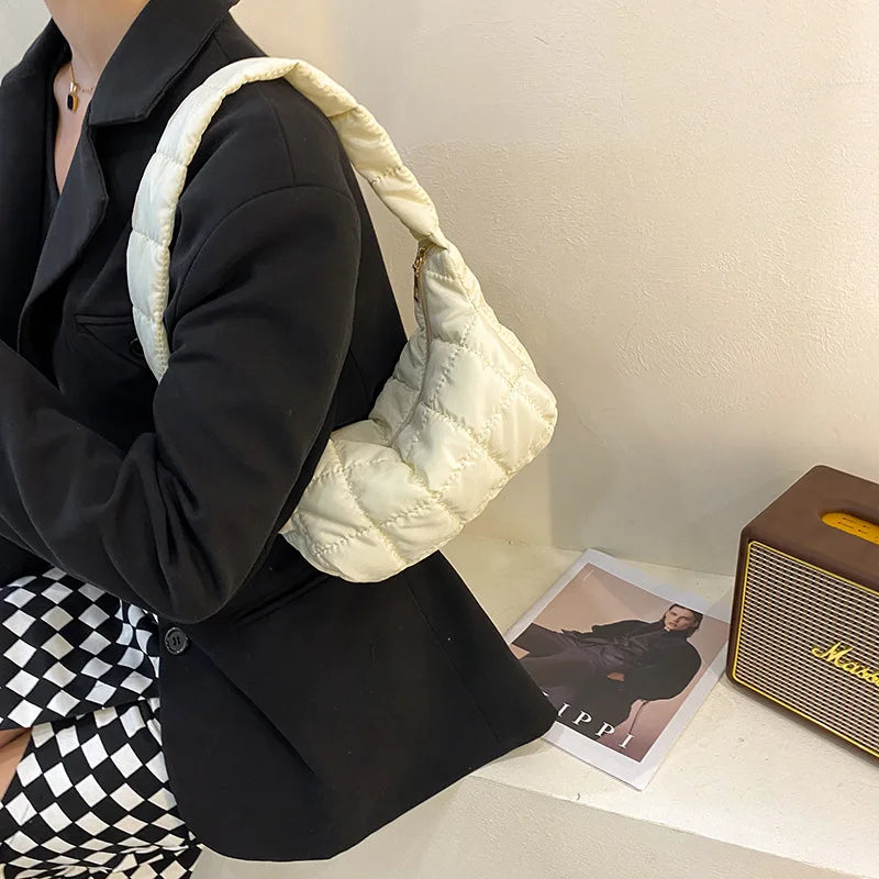 Embroidered Rhombus Shoulder Bag for Women