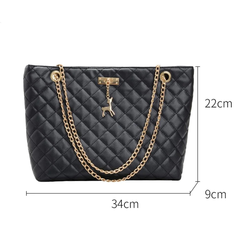 PU Leather Women Shoulder Bag Casual Large Capacity Chain Top-handle Bags