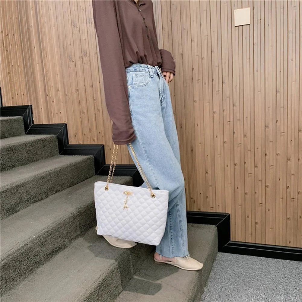 PU Leather Women Shoulder Bag Casual Large Capacity Chain Top-handle Bags