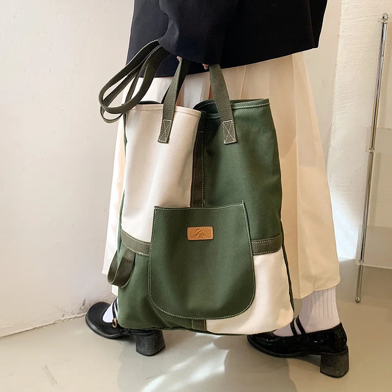 Patchwork Canvas Women Totes Travel Girls Shopping Bag