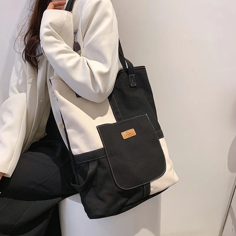 Patchwork Canvas Women Totes Travel Girls Shopping Bag