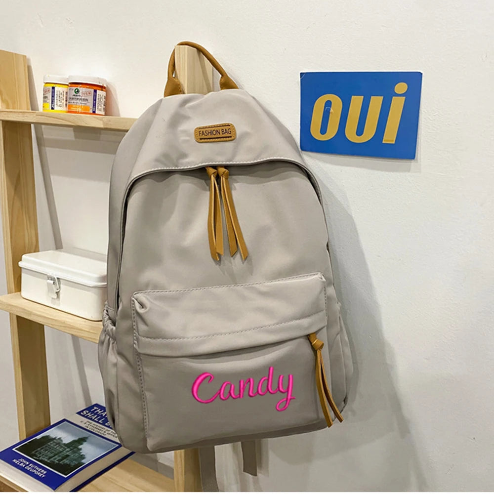 Personalized Name Schoolbag Embroidered High School Students Backpack