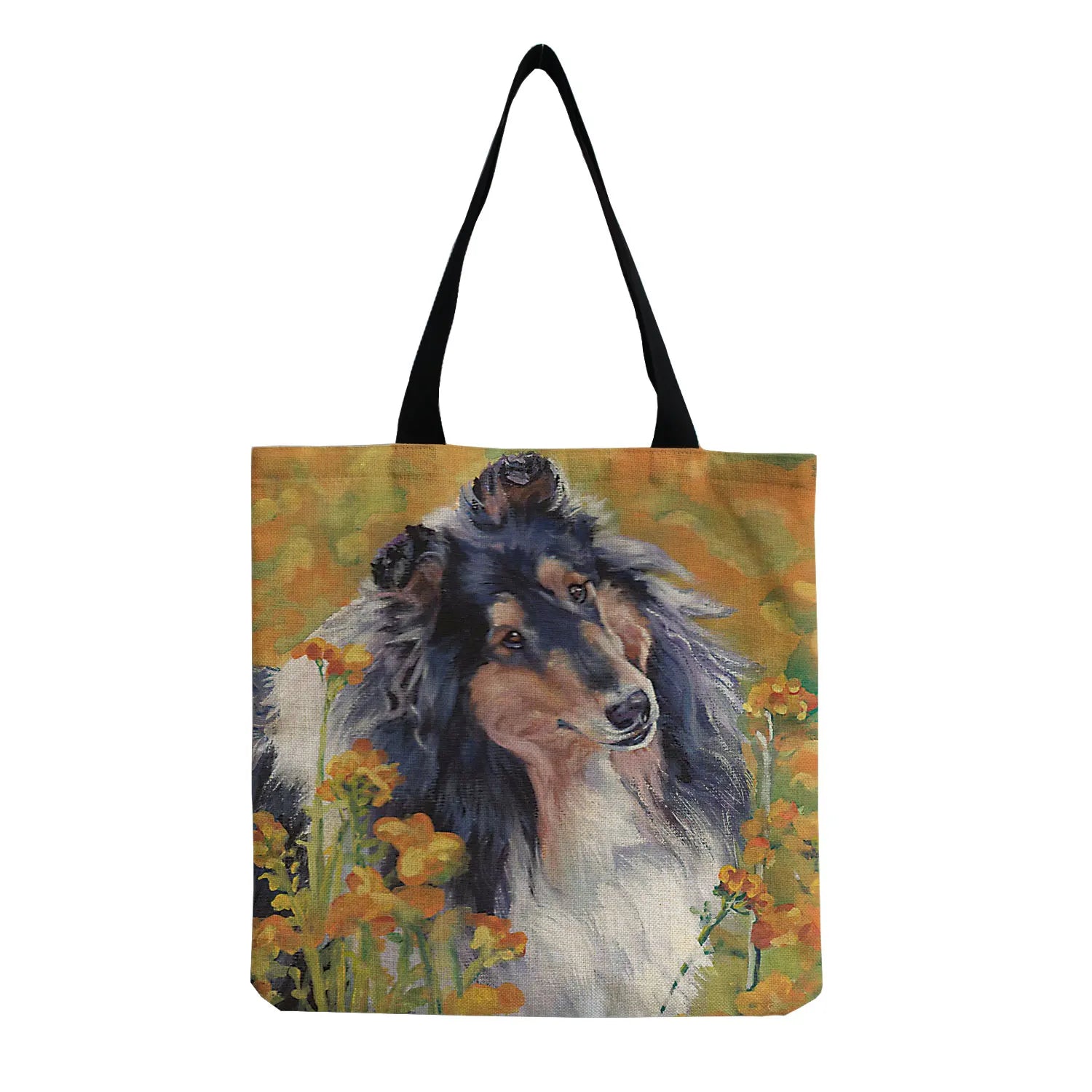 Watercolor Collie Dog Print Tote Bag For Women Casual Shoulder Handbags