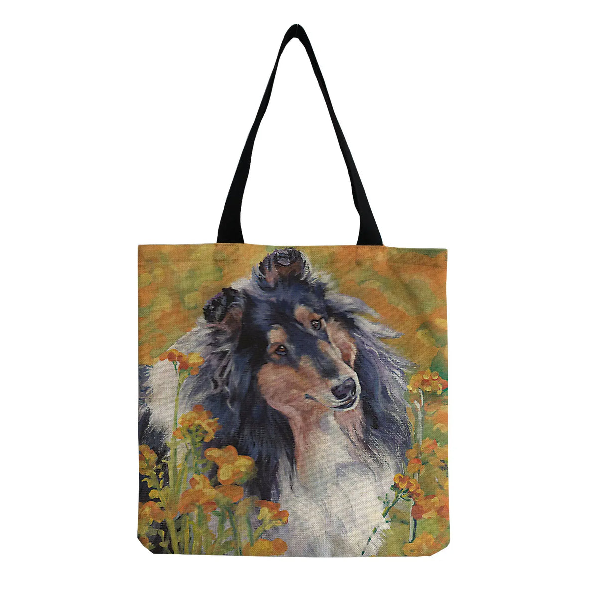Watercolor Collie Dog Print Tote Bag For Women Casual Shoulder Handbags
