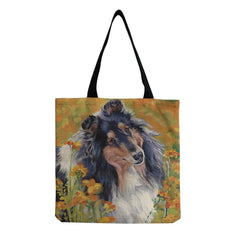 Watercolor Collie Dog Print Tote Bag For Women Casual Shoulder Handbags
