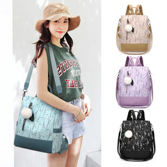 Floral Backpack Women Hairball Rucksack Student Bookbags Travel Bag