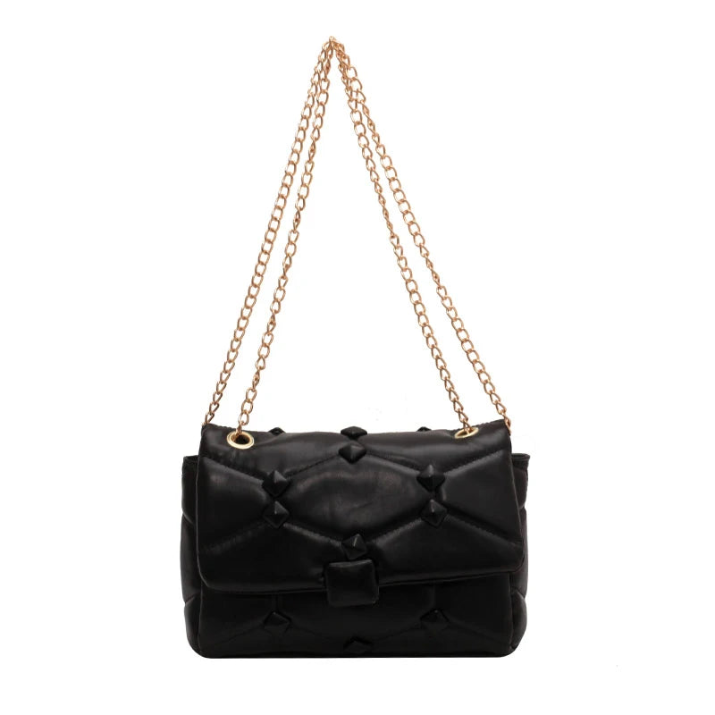 Leather Flap Crossbody Bag Chain Shoulder Bag