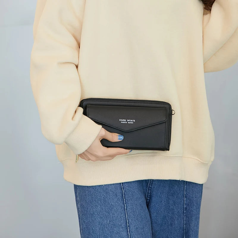 RFID Anti-theft Women's Wallet Touch Screen Mobile Phone Bag