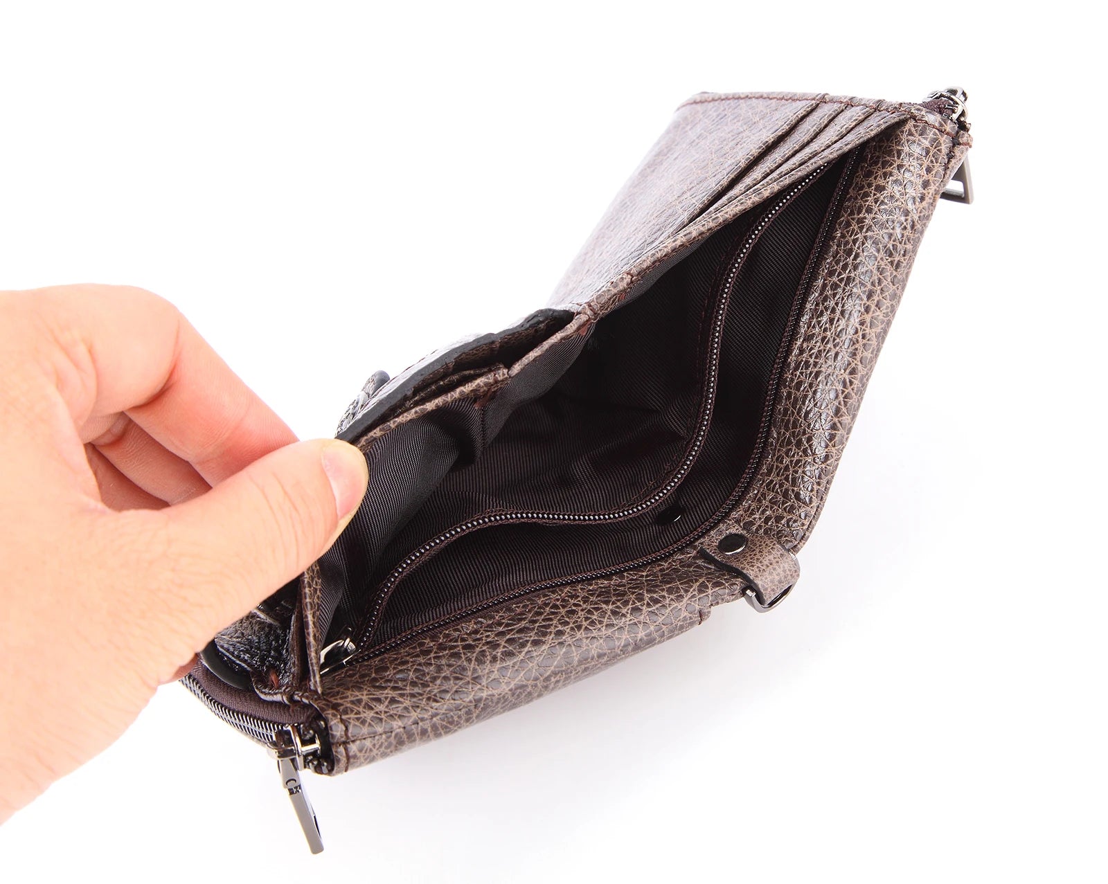 RFID Men wallet Leather Man Purse buckle zipper Retro Cow leather male wallet