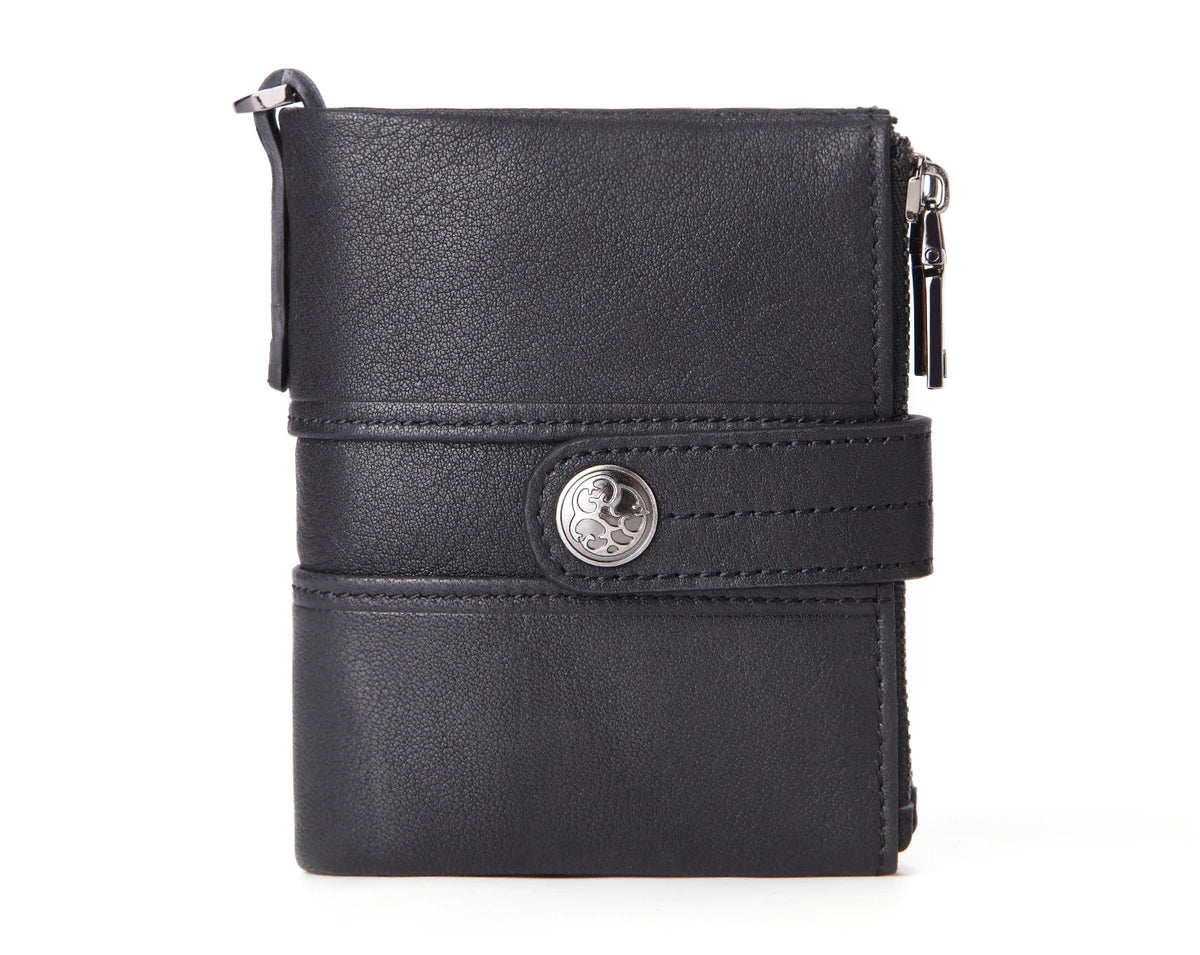 RFID Men wallet Leather Man Purse buckle zipper Retro Cow leather male wallet