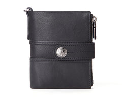 RFID Men wallet Leather Man Purse buckle zipper Retro Cow leather male wallet