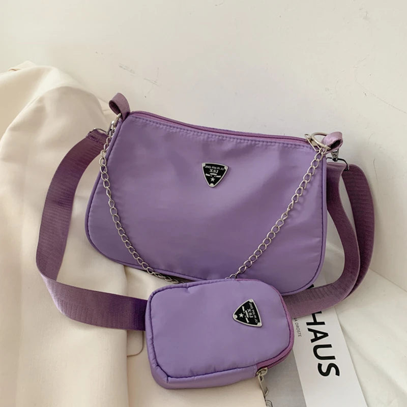 Retro Women Crossbody Bag Crescent Chain Underarm Bag
