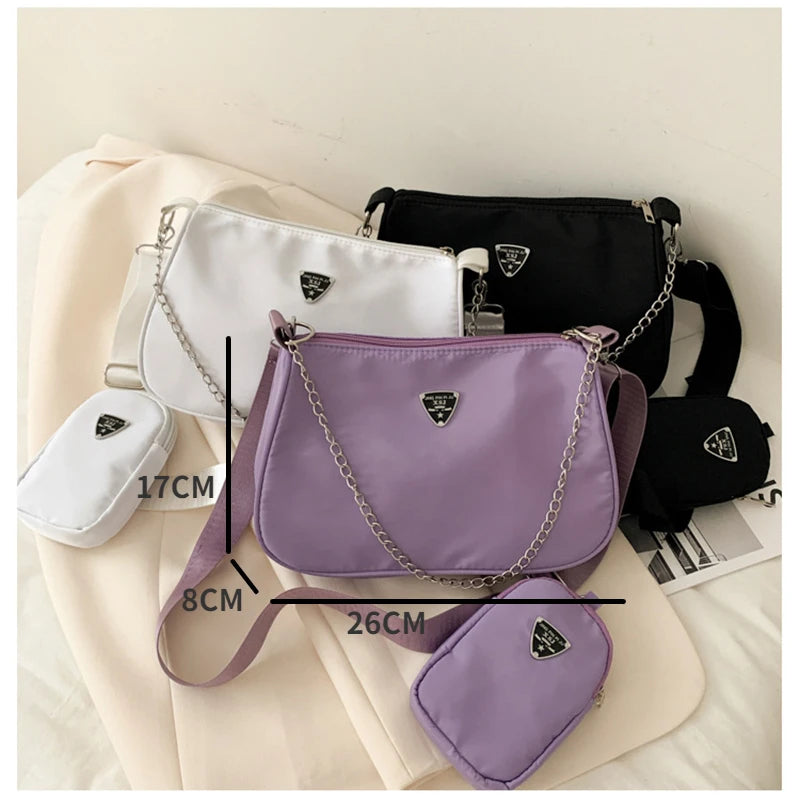 Retro Women Crossbody Bag Crescent Chain Underarm Bag