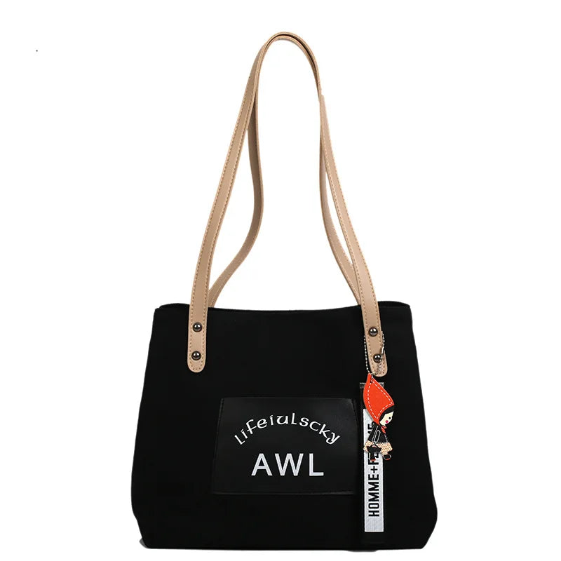 Retro Women Shopping Bag Canvas Cloth Shoulder Handbag