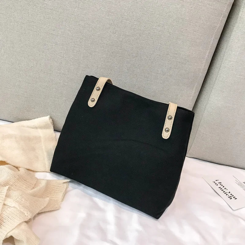 Retro Women Shopping Bag Canvas Cloth Shoulder Handbag