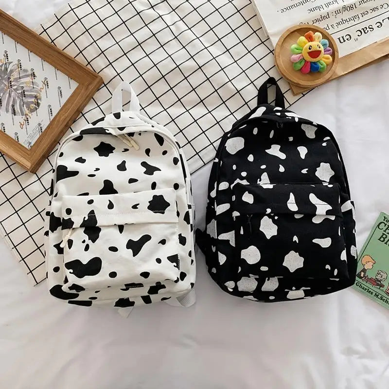 Cow Pattern Backpack for Girls School Teenagers Vintage Casual