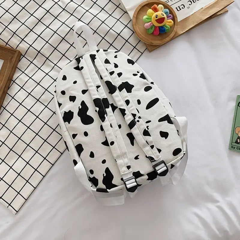 Cow Pattern Backpack for Girls School Teenagers Vintage Casual