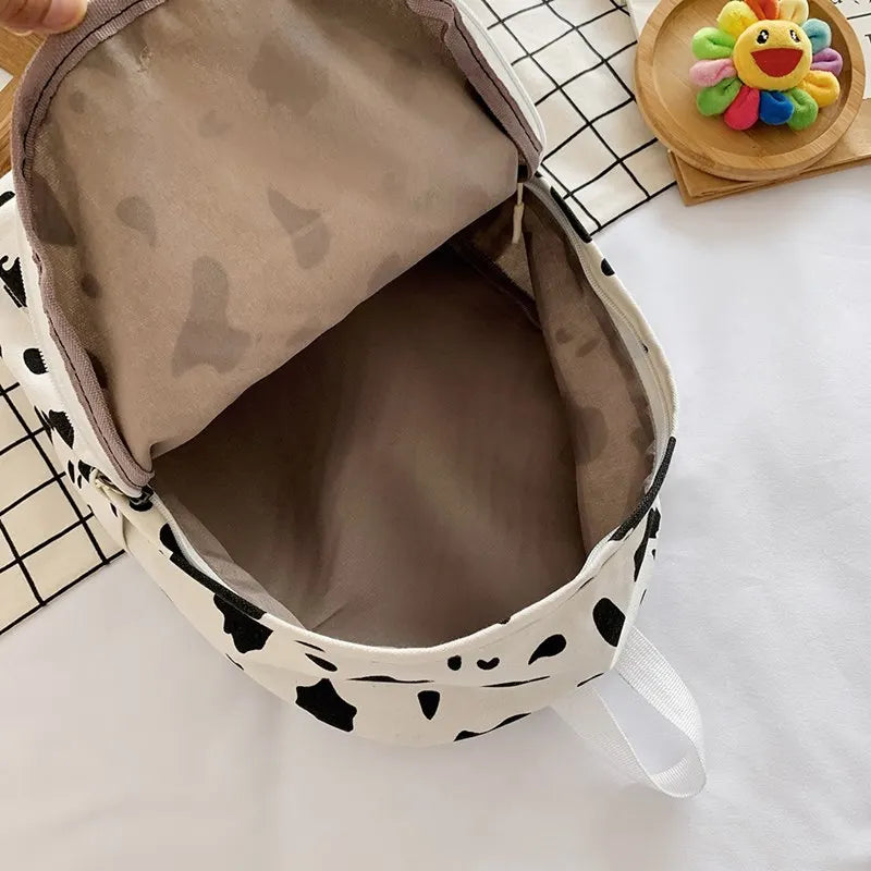 Cow Pattern Backpack for Girls School Teenagers Vintage Casual