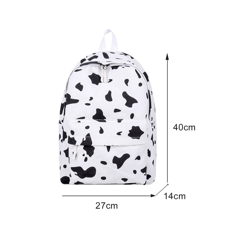 Cow Pattern Backpack for Girls School Teenagers Vintage Casual