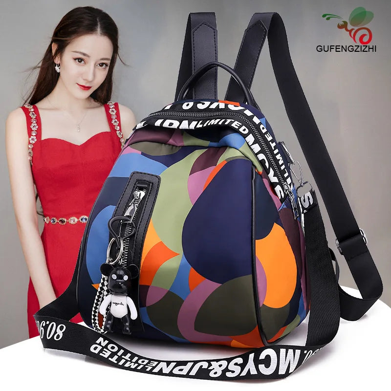 Camouflage Shell Backpack Women Dual-use Anti-theft Outdoor Travel Backpack