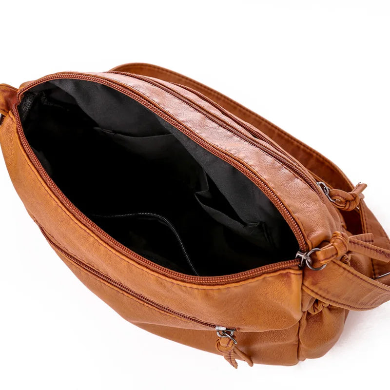 Women's Soft PU Leather Shoulder Bag Crossbody Multi-pocket Messenger Handbag