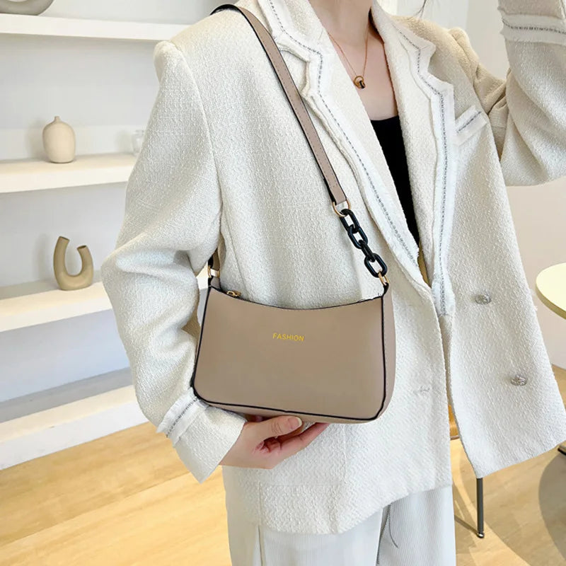 Solid Pu Leather Women Shoulder Bag
